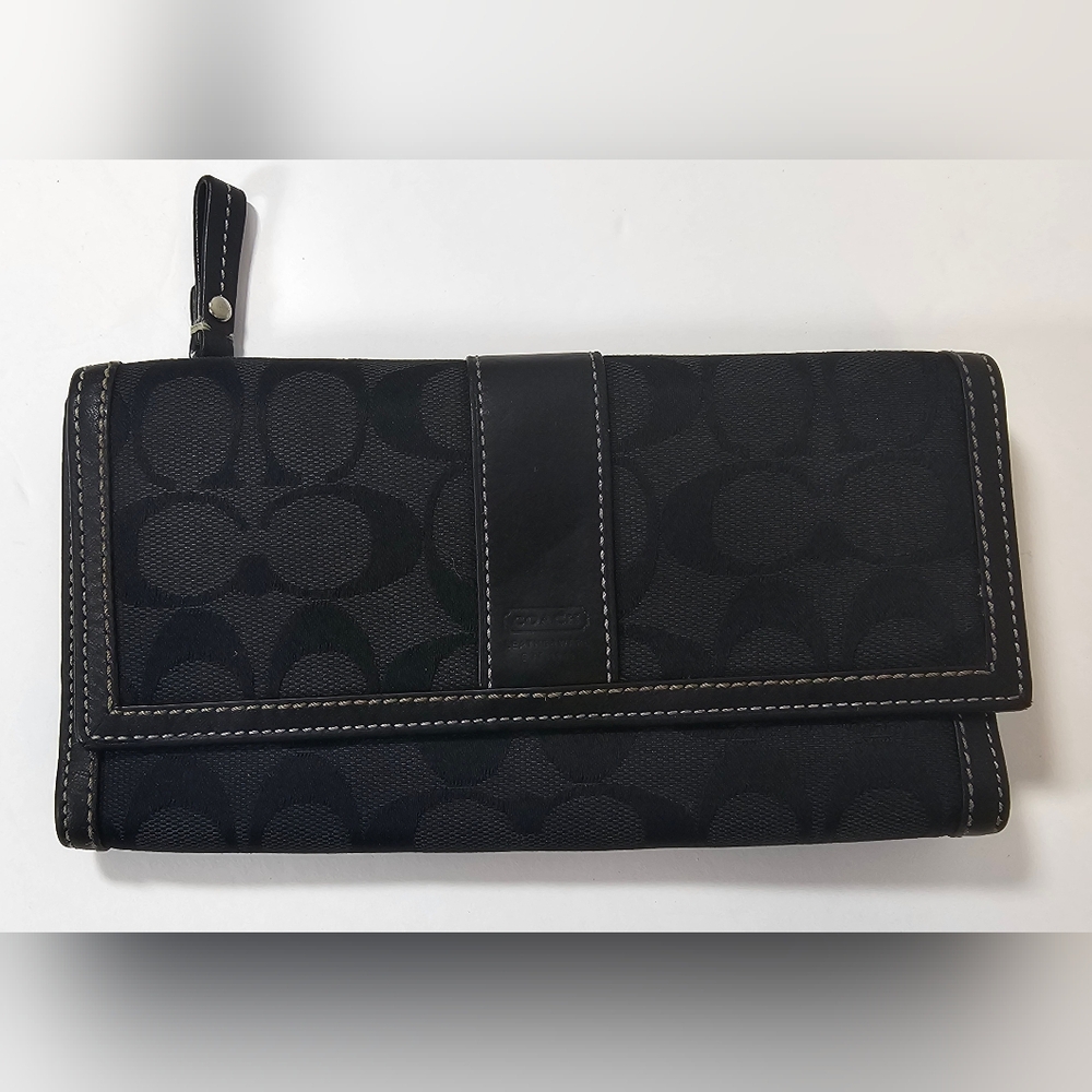 Coach Signature Black Canvas Wallet